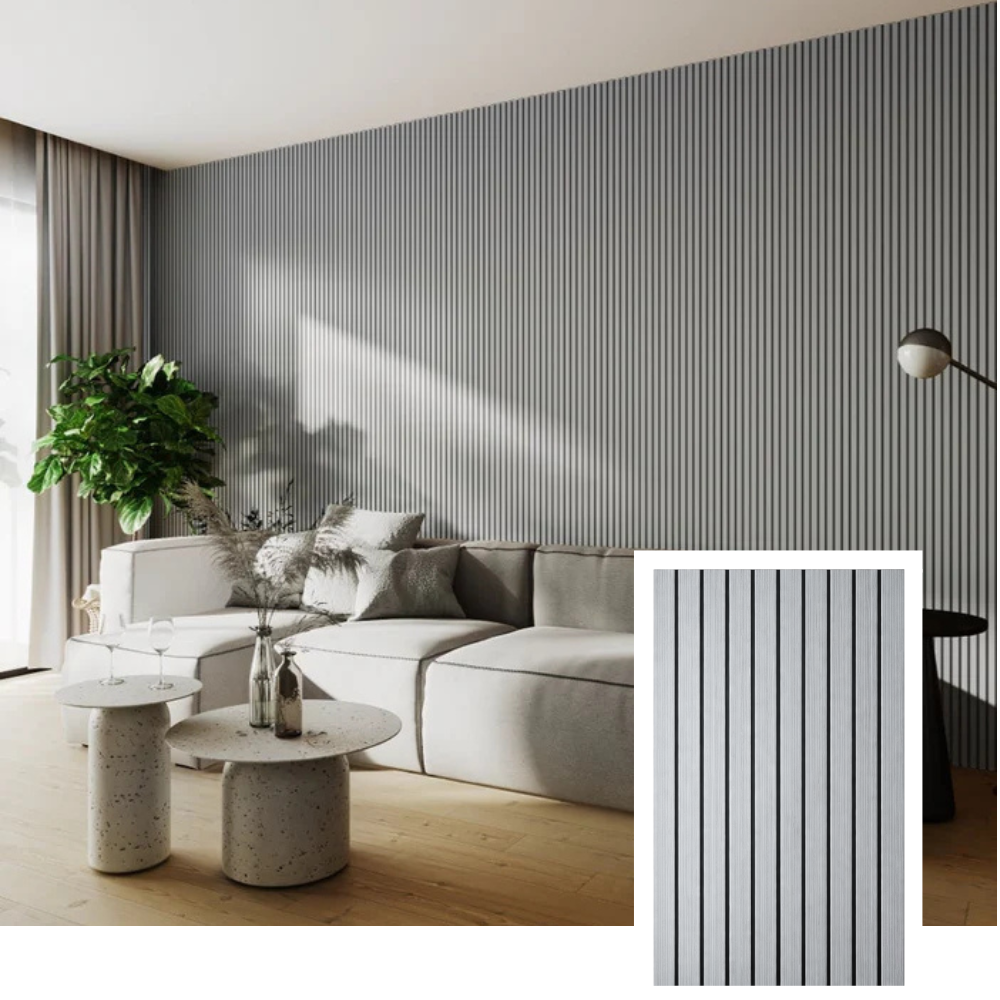 Nordive™ Akoestisch Lamellenpaneel — Gerookt Eiken (2,7 m × 1,10 m)