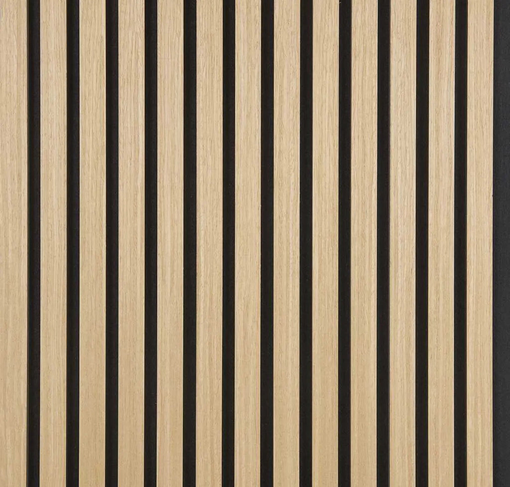 Nordive™ Akoestisch Lamellenpaneel — Gerookt Eiken (2,7 m × 1,10 m)